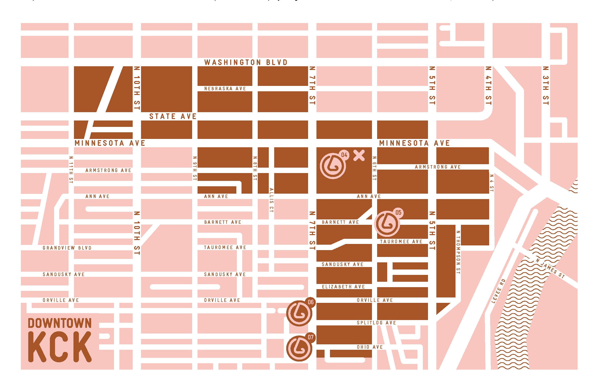 Downtown KCK neighborhood map, SmellScape KCK/KCMO , 2012. (design © Novamondo)