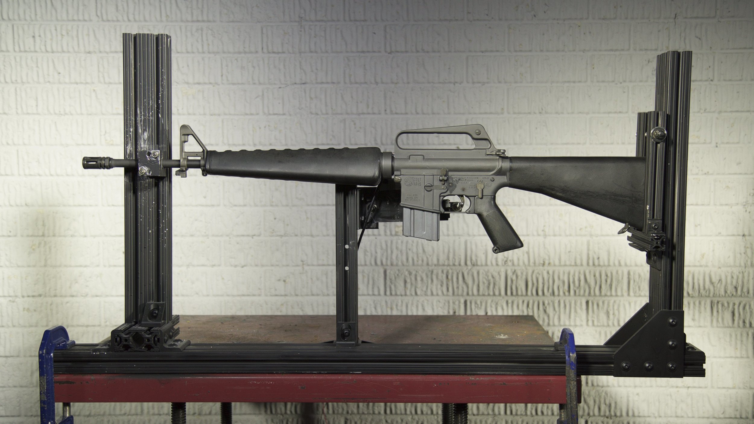M16 used during ballistic testing, 2015