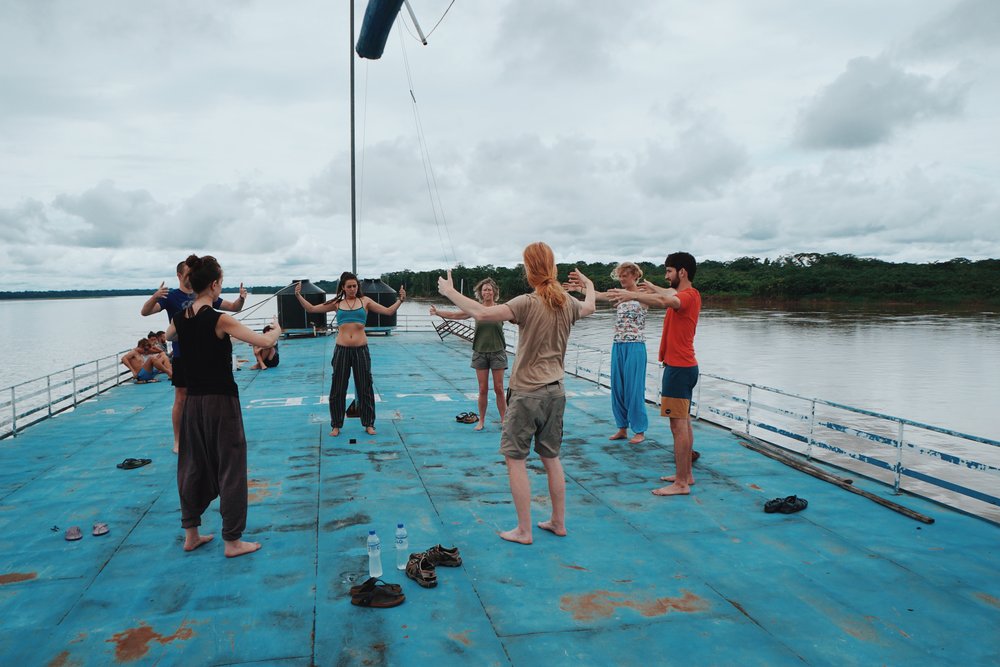  Qigong lead by fellow traveller, John from England. 