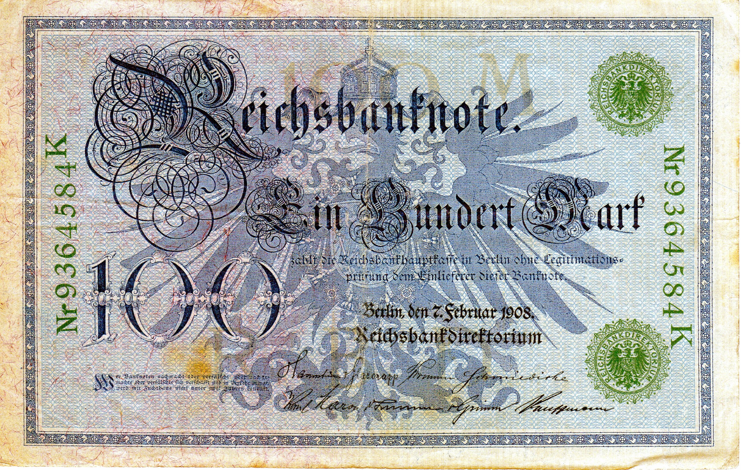 1908 German 100 Marks
