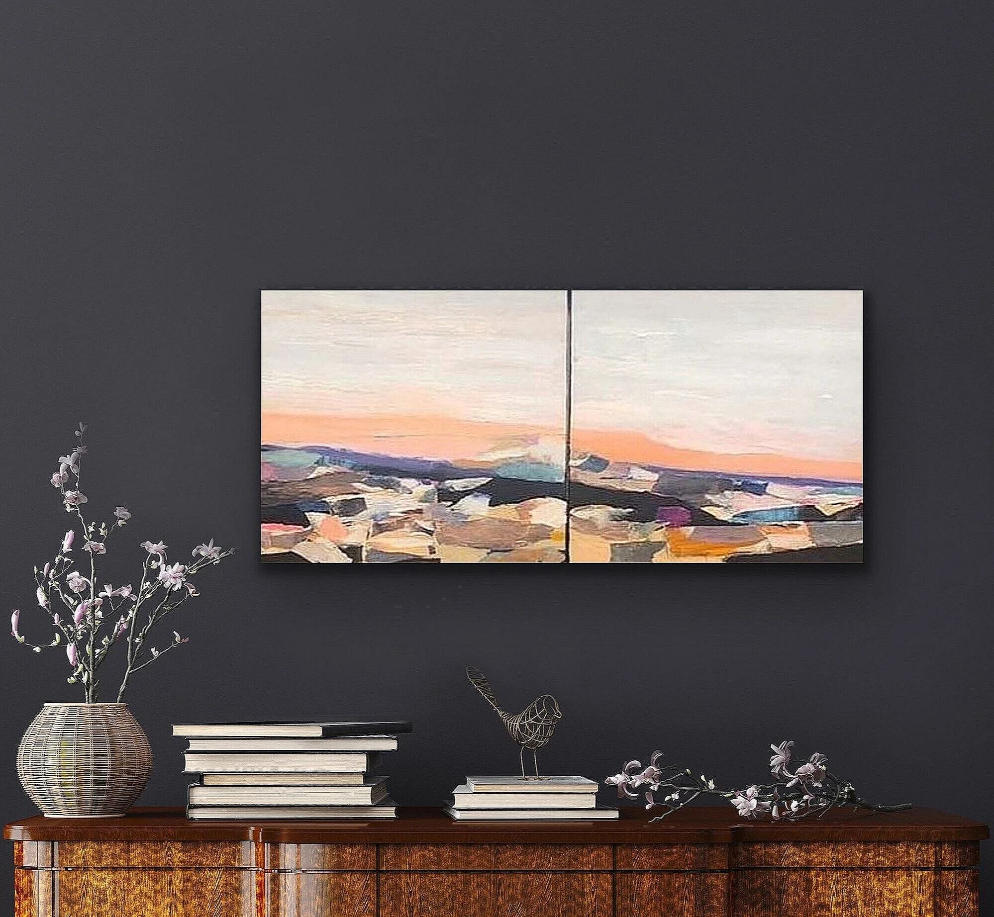 Rocky Beach Diptych (2 pieces)   invited by water - on your approach be careful - this beauty is sharp