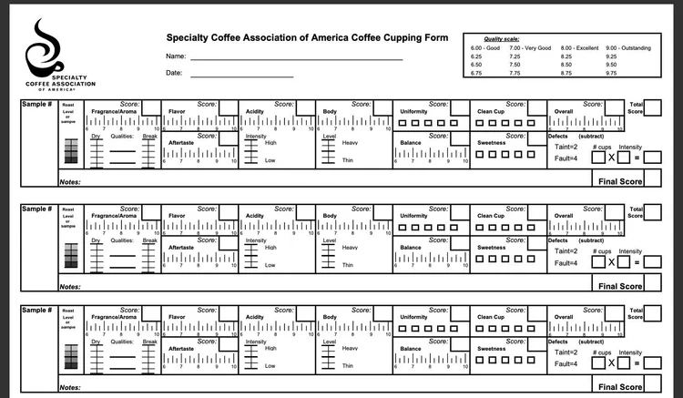 Sca Cupping Form.pdf Specialty Coffee Training - From Green to Cup - Online — ROCC