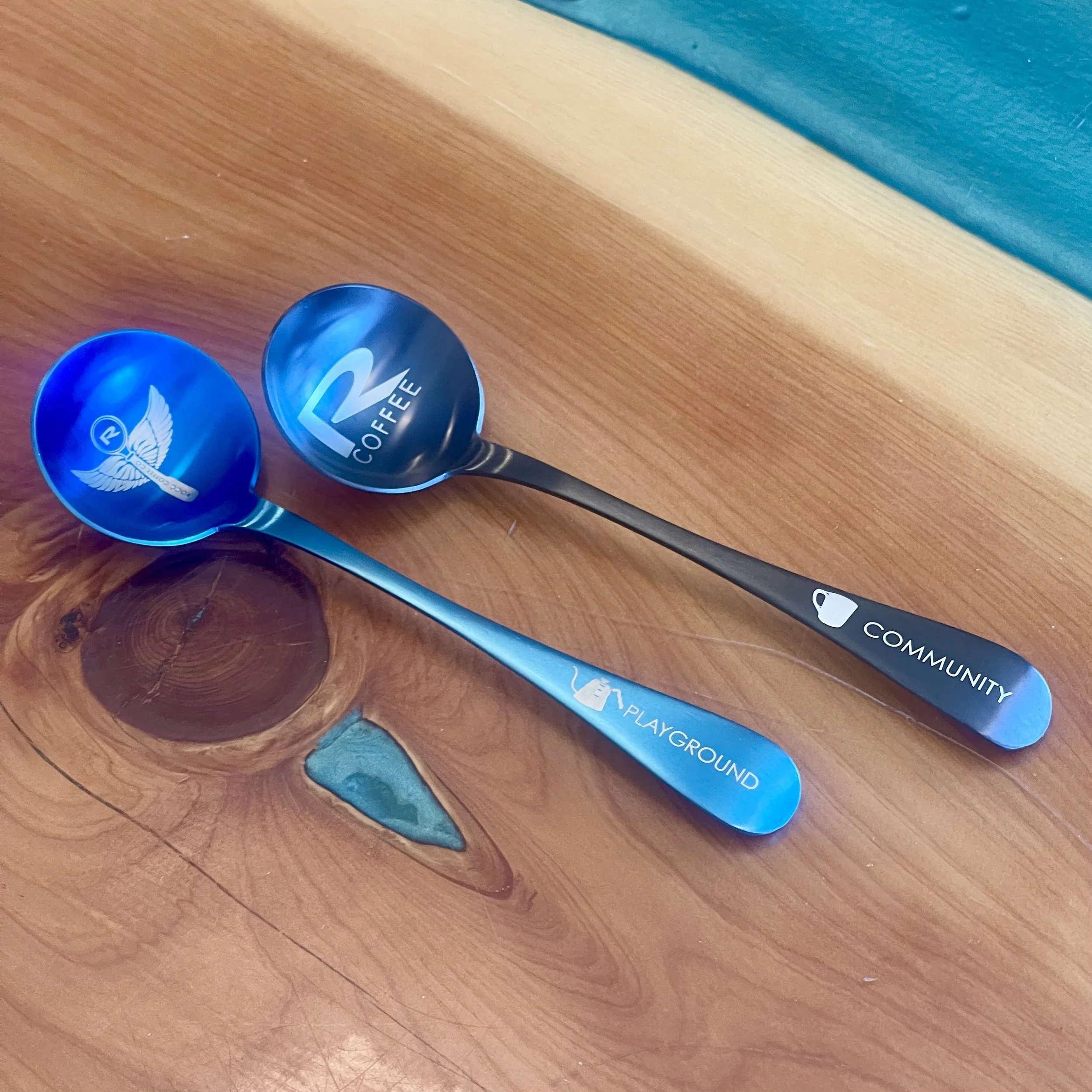 Titanium Coffee Cupping Spoon Blue Matte Black by ROCC.jpeg