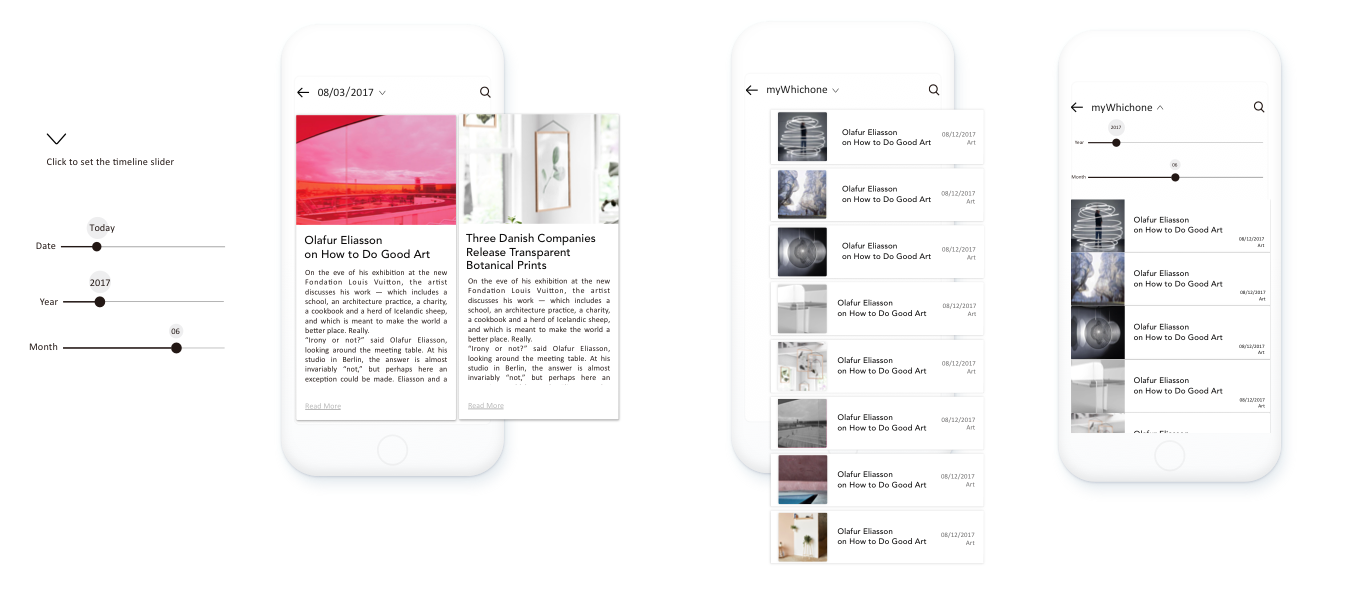 Using the slider to filter content.