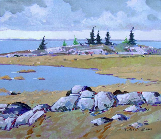 Peninsula, Parry Sound, Ontario, 16 x 18 inches, acrylic on canvas, 1991 @mayberryfineart #robertgenn #canadianart
