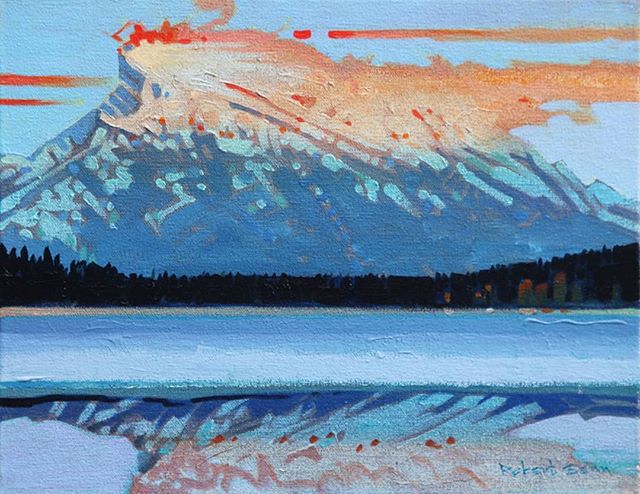 Mt. Rundle Pyrotechnics (2004), 11 x 14 inches, acrylic on canvas 
@ch_gallery #canadahousegallery #robertgenn #canadianart