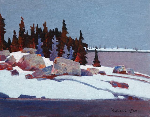 December, Lake Of The Woods (2014), 11 x 14 inches, acrylic on canvas @mayberryfineart #robertgenn #canadianart #lotw