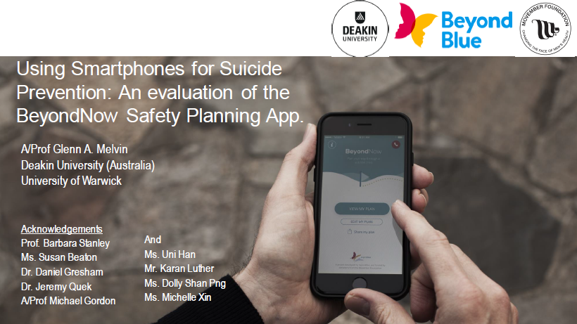 Using smartphones for suicide prevention: an evaluation of the BeyondNow safety planning app.
