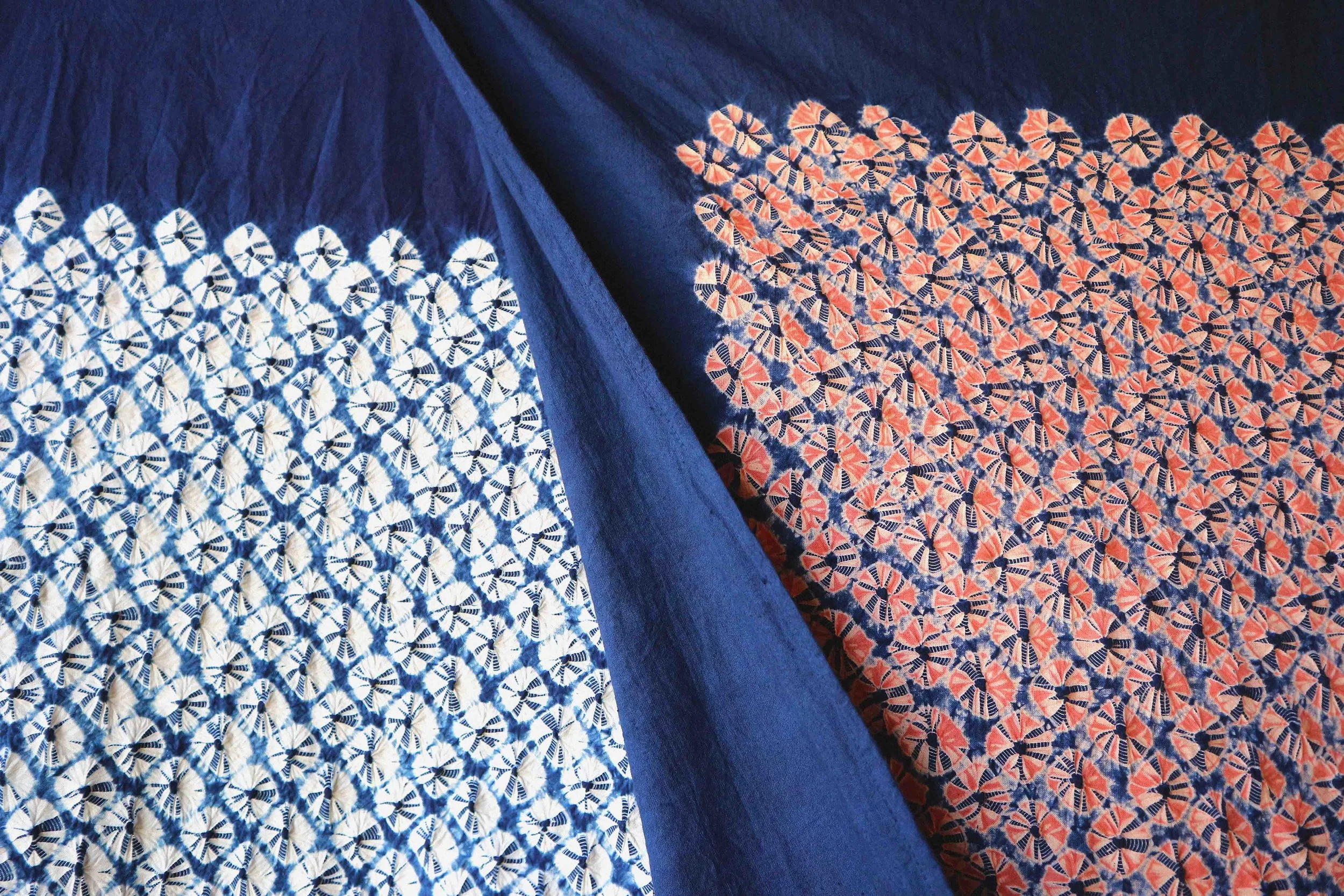 The final piece... the one on the right is dyed a second time to get the additional colour