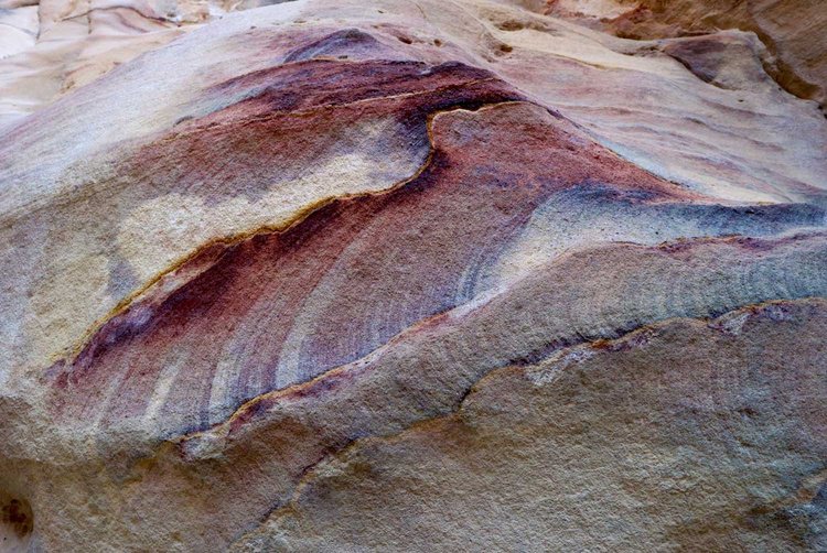 Jordan, Petra - layered coloured sand pattern