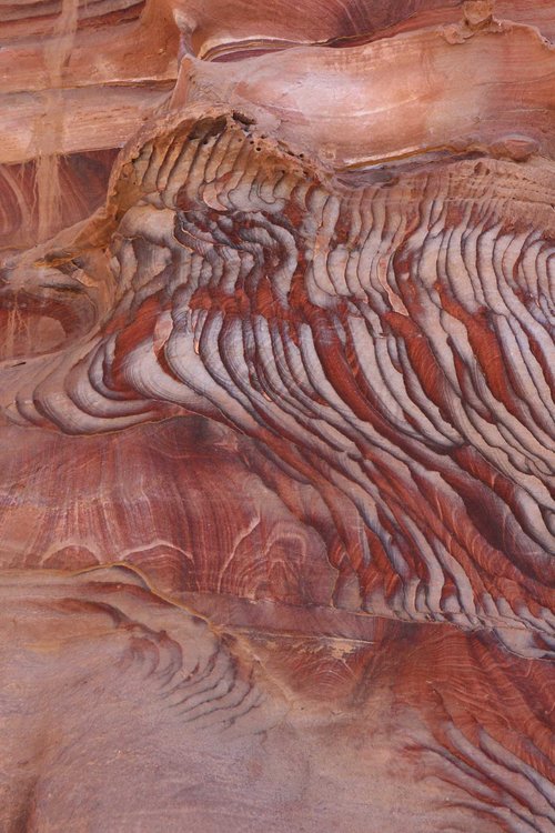 Jordan, Petra - layered coloured sand pattern