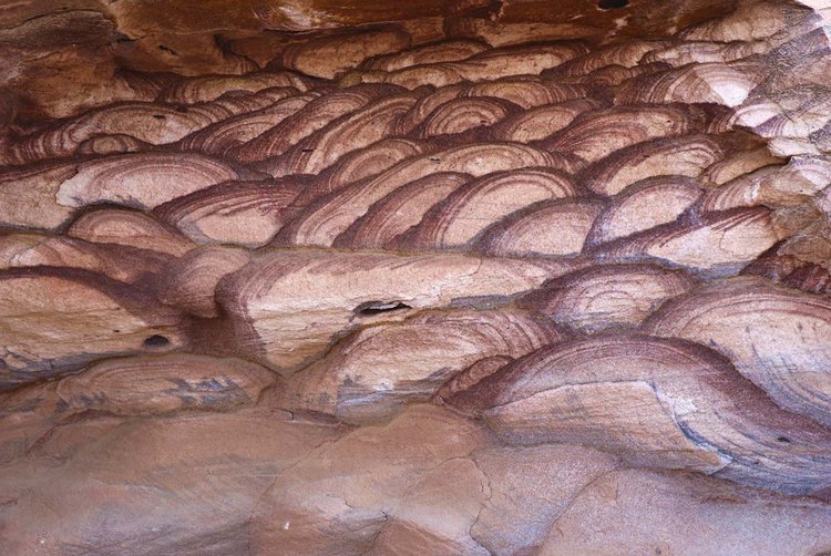 Jordan, Petra - layered coloured sand pattern