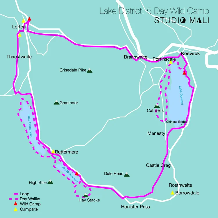 Here is the route we took on our wild camp adventure...