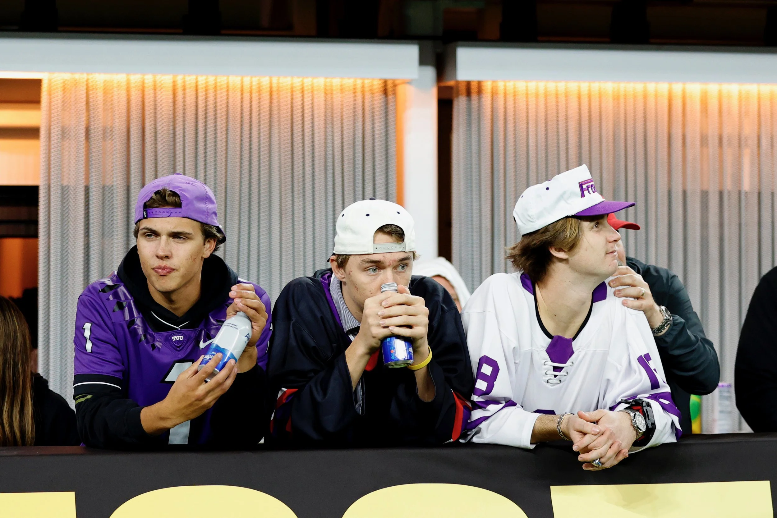  TCU fans react to back-to-back touchdowns from Georgia during the College Football Playoff National Championship on Monday, Jan. 9, 2023, at SoFi Stadium in Inglewood, Calif. The Horned Frogs had a demoralizing loss at 65-7. 