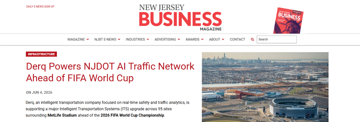 Derq Powers NJDOT AI Traffic Network Ahead of FIFA World Cup