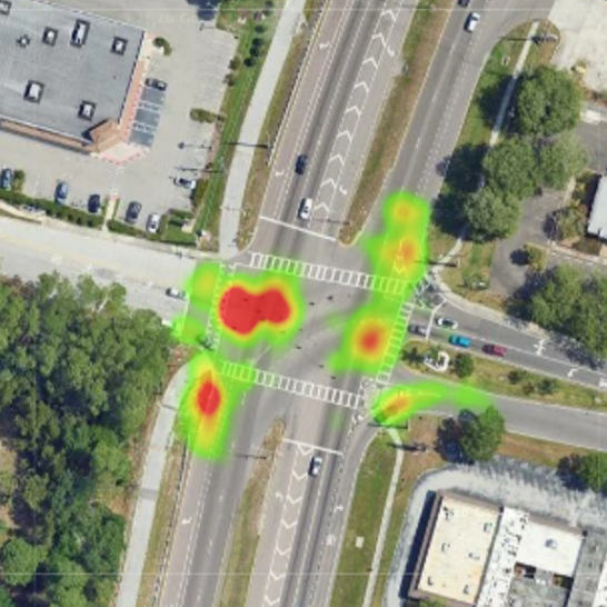 Near-miss collision heatmap shows trends over a period of time