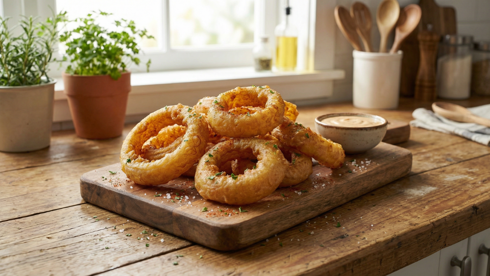 Pub-Style Beer- Battered Onion Rings at Home