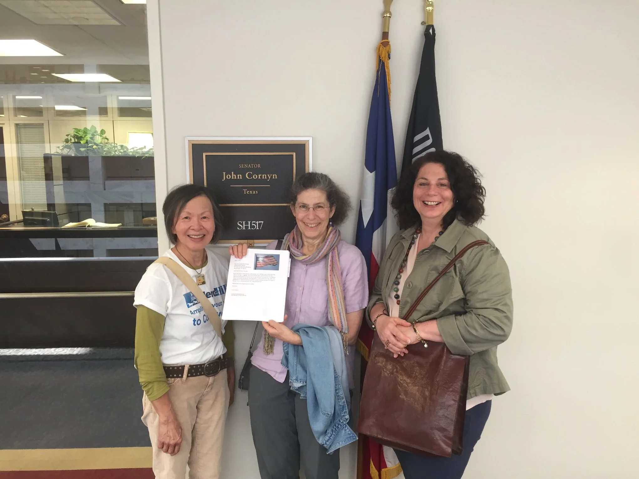 Delivering constituent letters to Senator John Cornyn (R-TX)