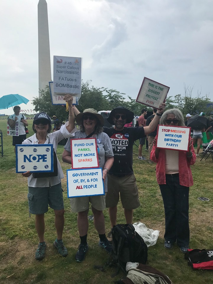 July 4th protest - showing off our many signs. (July 2019)