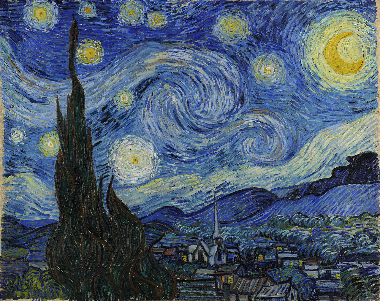 Van Gogh's Starry Night,&nbsp;1889, part of the permanent collection of New York City's Museum of Modern Art