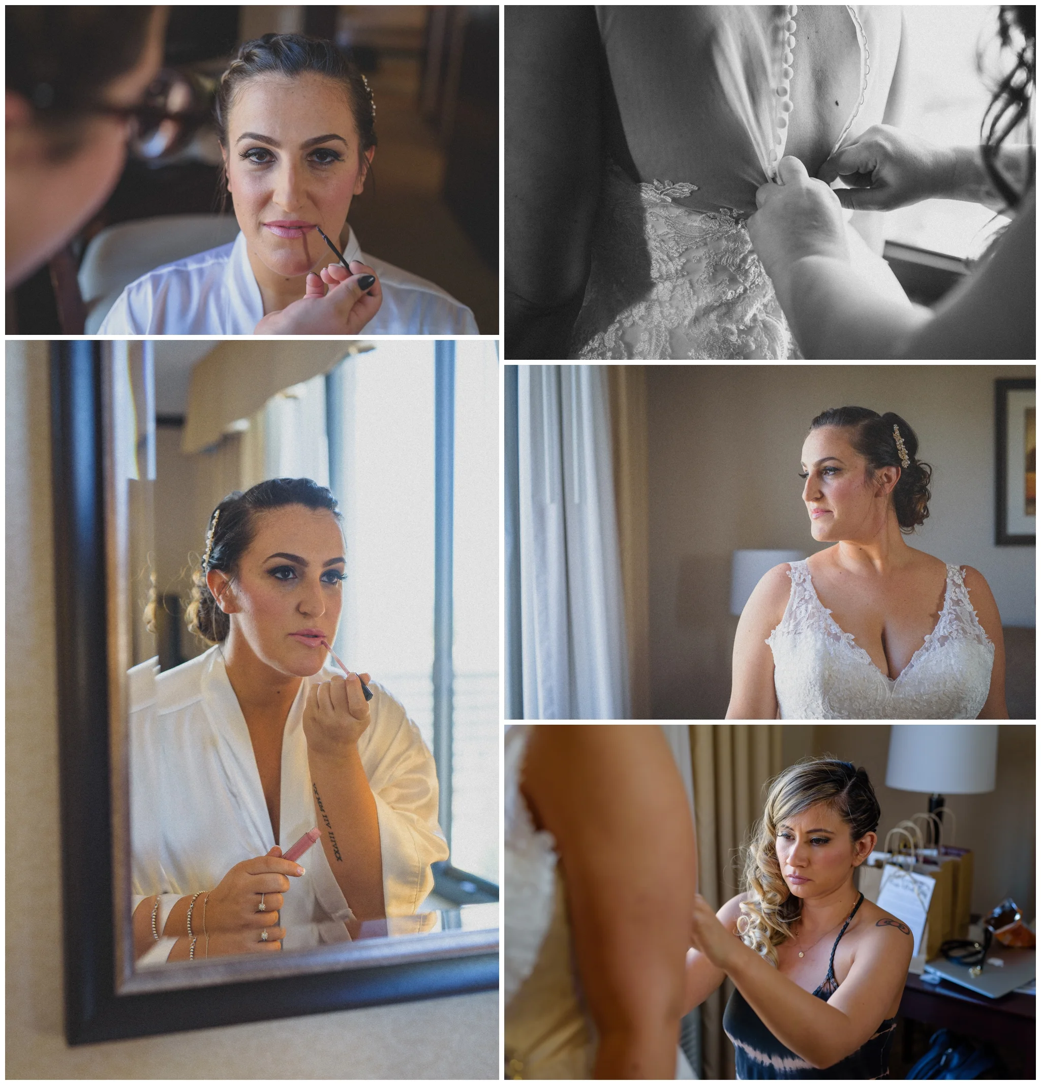 I love the getting ready shots. It's my chance to get creative even when the room is busy with the beautiful bride and bridesmaids getting ready. With time permitting we can get shots of every part of the process although generally we don't photograph the bride much when the make up is being applied. Stacey and her family are all so nice and their room had plenty of day light coming in which is always great.