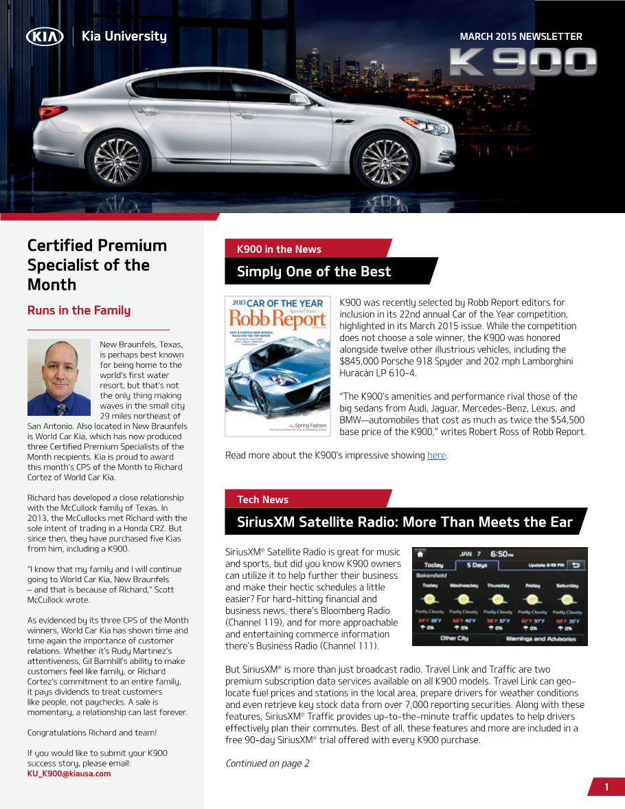 Newsletter for Kia University (1/3)