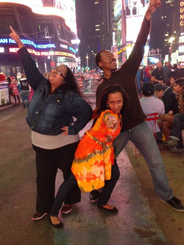 Jennie, Anginese & Kadeem in Times Square, New York City.
