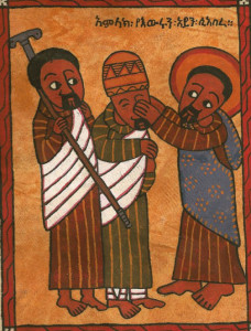 Depiction of Jesus Healing a Blind Man. (Mark 8:22-26)