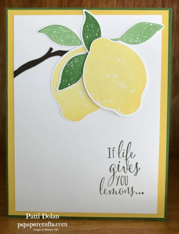 I used Garden Green for the leaves and stamped directly on one leaf and then stamped again on the next leaf without re-inking. This gives you two different shades of the same color. 