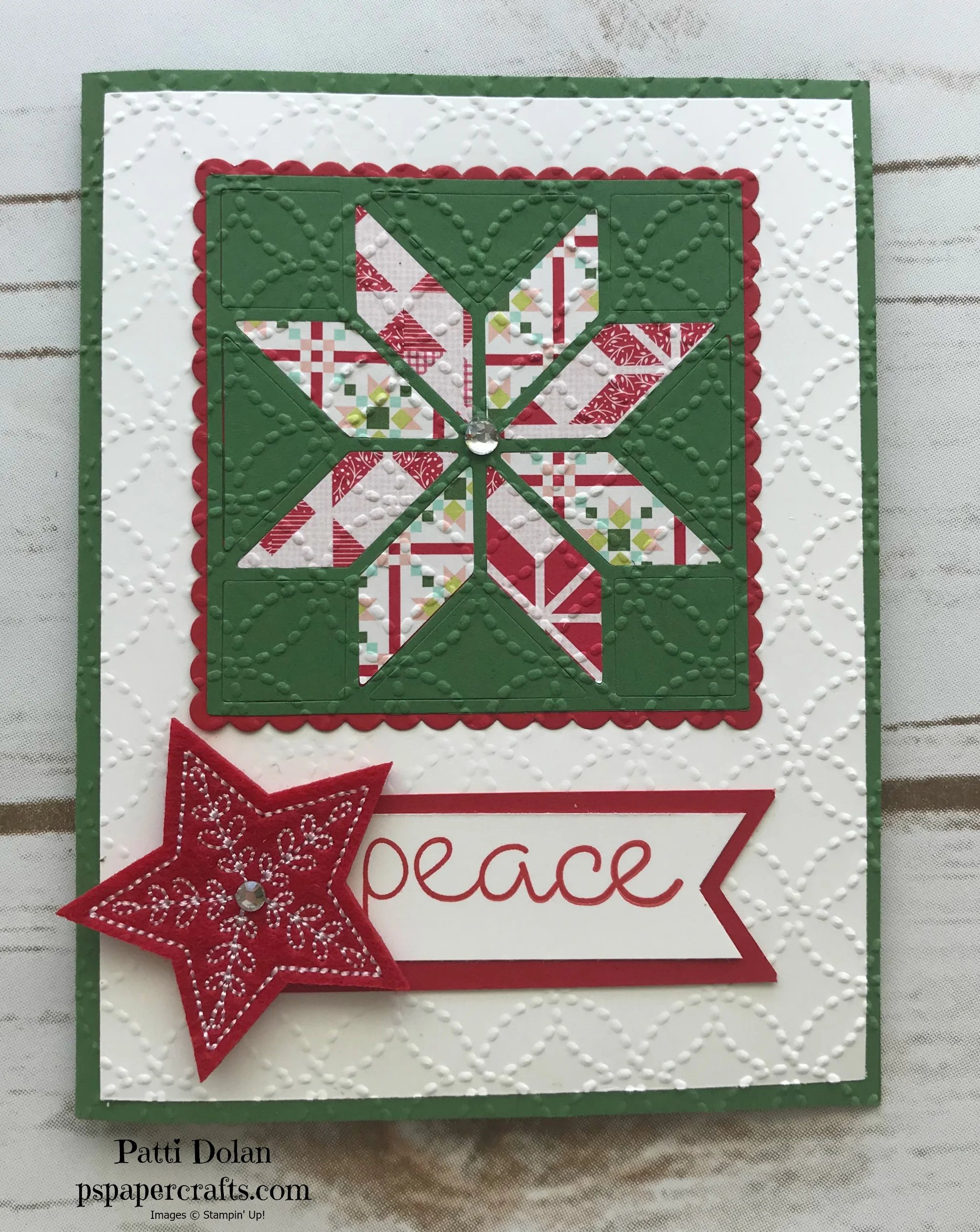 I used a Garden Green card base and the Real Red sentiment with the Star embellishment.