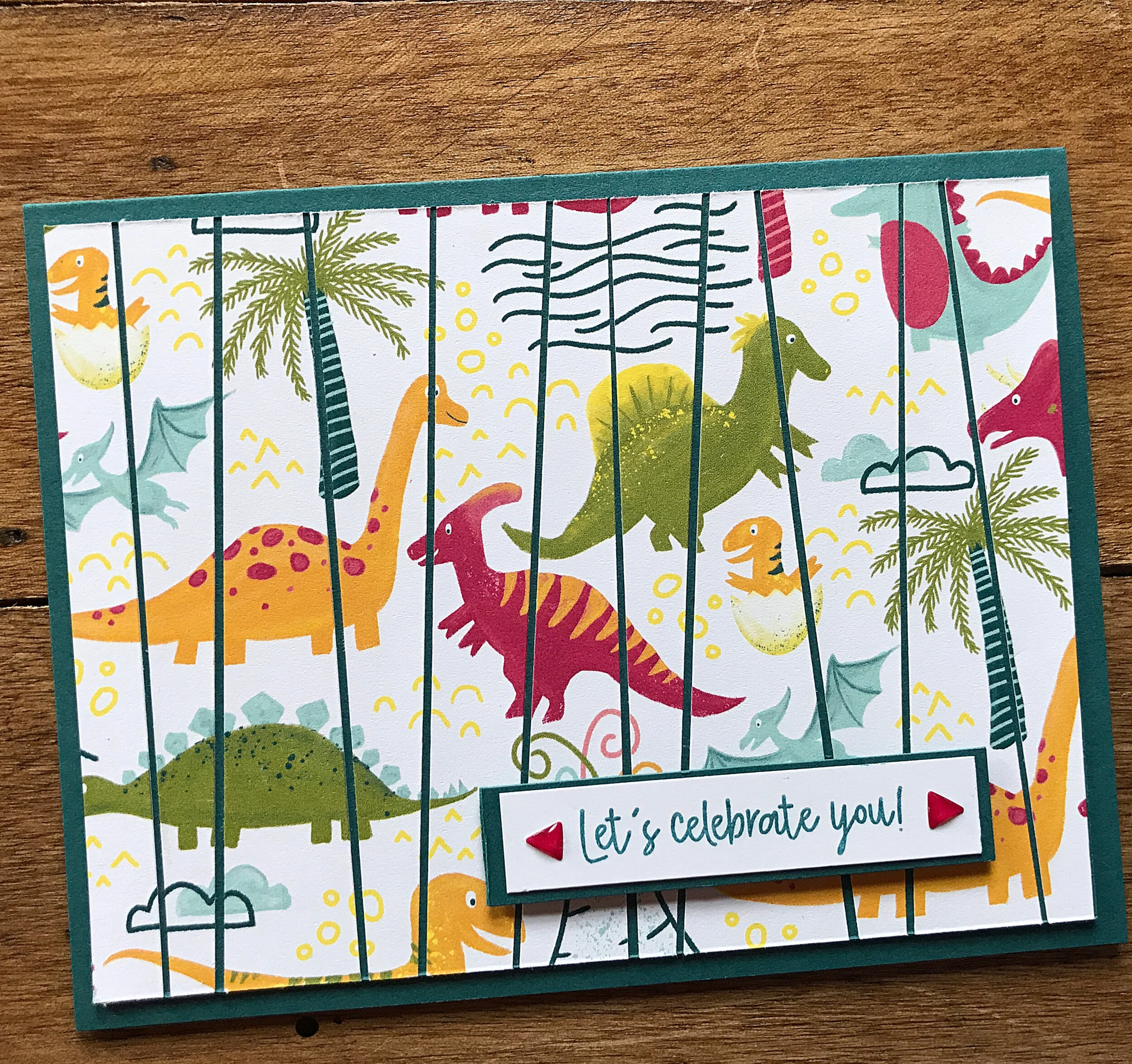 Scrappy Strip Dinoroar Birthday Card