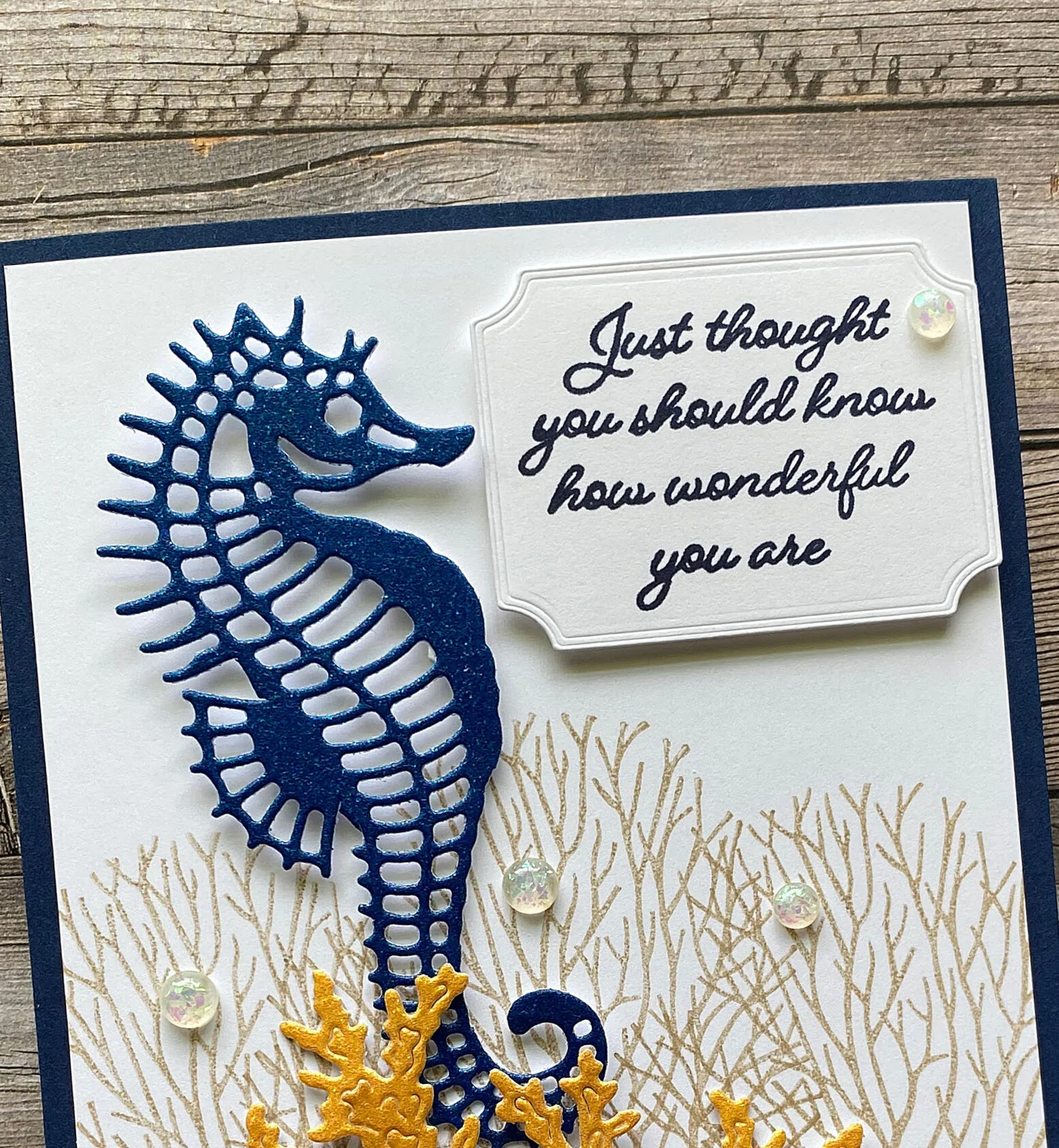 Sparkly Seahorse Friendship Card