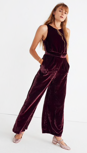 Velvet Twist-Front Jumpsuit