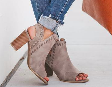 FRIDA FAUX SUEDE PEEP TOE BOOTIE
