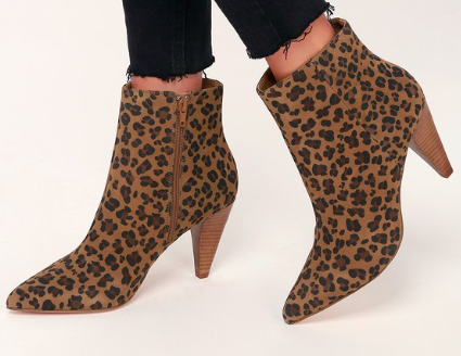 HENRY LEOPARD SUEDE LEATHER HIGH HEEL ANKLE BOOTIES