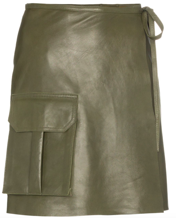 Meranti utility pocket leather wrap skirt