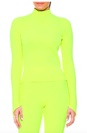  Rib Knit Mock Neck Top