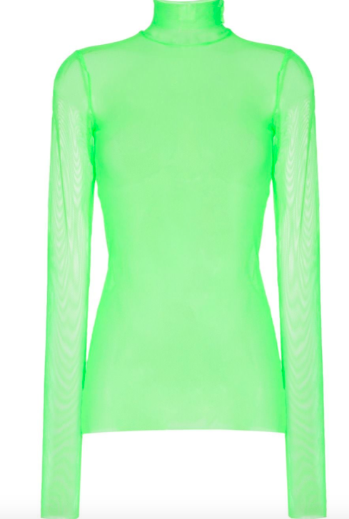 Turtleneck long sleeved mesh T-shirt