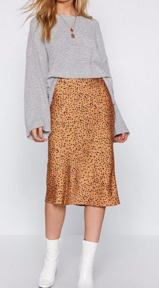 Spotty Check Satin Midi Skirt $24