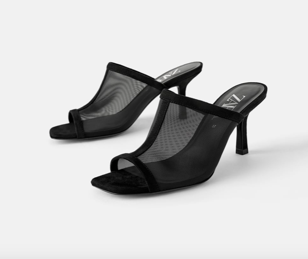 Heeled Mesh Mules $49