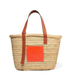 Loewe Paula’s Ibiza medium leather-trimmed woven raffia tote $390