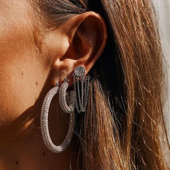Pave Amalfi Hoops, $130