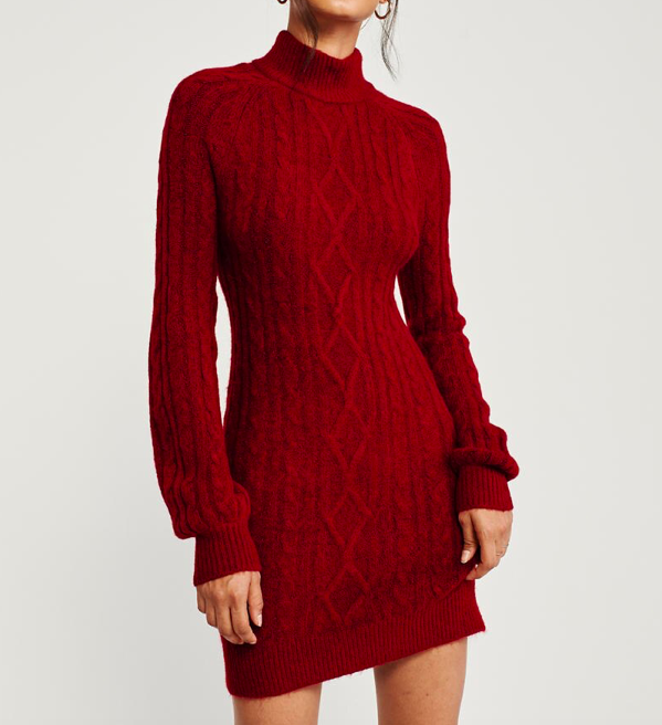 Cable Mock Neck Sweater Dress, $78
