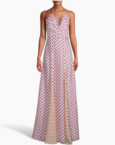 Halter Silk Floor Length Dress, $645