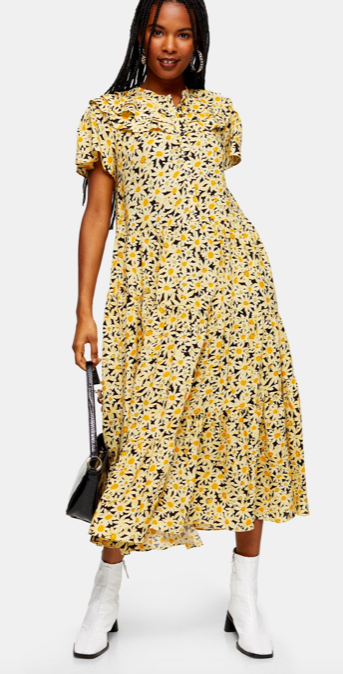 Yellow Daisy Grandad Midi Shirt Dress, $75
