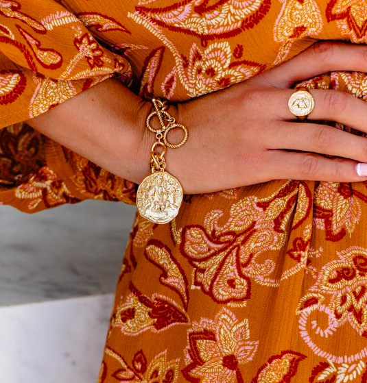 HELENA MEDALLION TOGGLE BRACELET, $62
