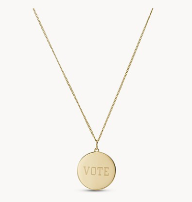 Vote Gold-Tone Stainless Steel Pendant Necklace, $34