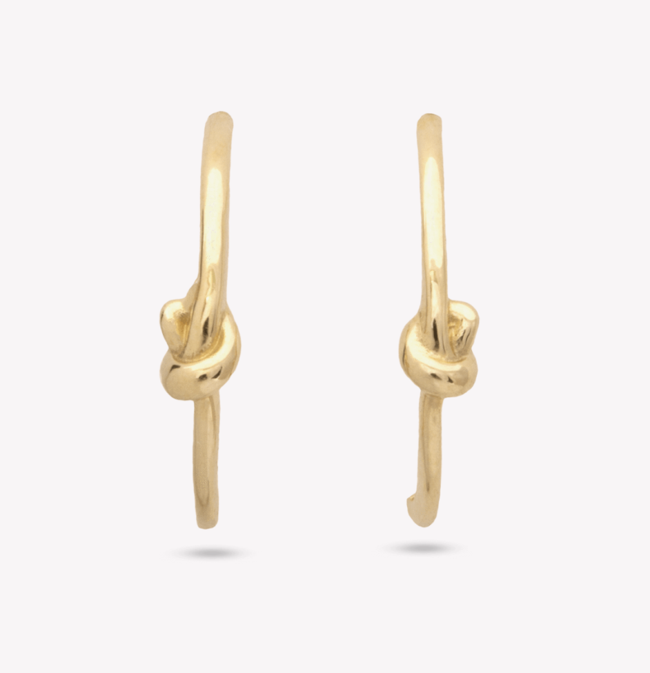 Gold Knot Hoops, $160