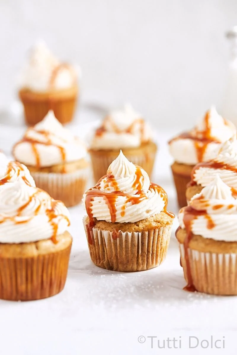 salted caramel banana cupcakes