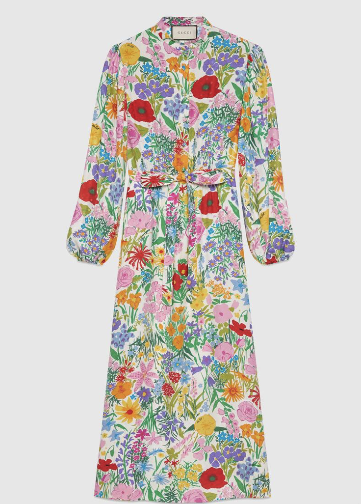 Gucci Ken Scott print silk dress, $2980